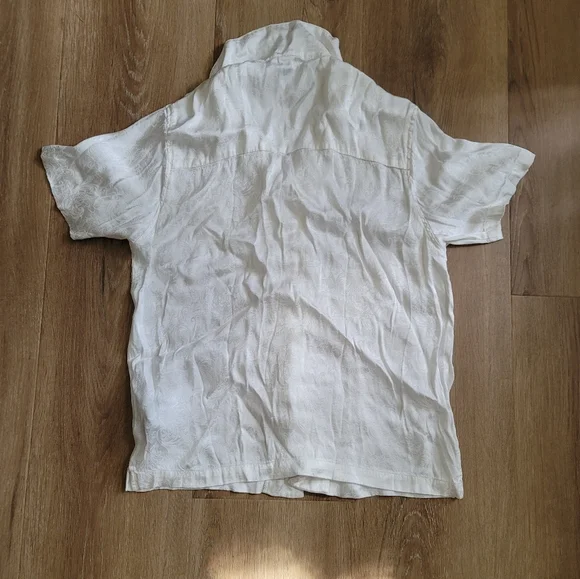 RtA White Paisley Satin Button-Up Shirt